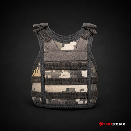 Mini chaleco tactico, aislador-termo, botella, ajustable, molle cigarros y otros usos PJD - Gris pixel