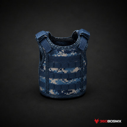Mini chaleco tactico, aislador-termo, botella, ajustable, molle cigarros y otros usos PJD - Azul pixel