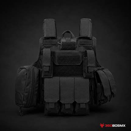 Chaleco tactico sistema molle bolsos desmontables pj034 - NEGRO