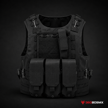Chaleco tactico sistema molle bolsas desmontables PJ008 - Negro