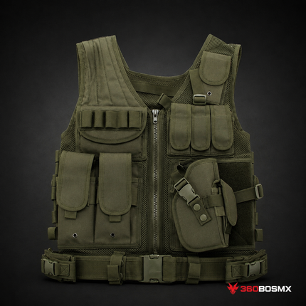 Chalecos Tacticos Porta Placa Militares Policias Gotcha BB206 PJ171 - Verde Militar