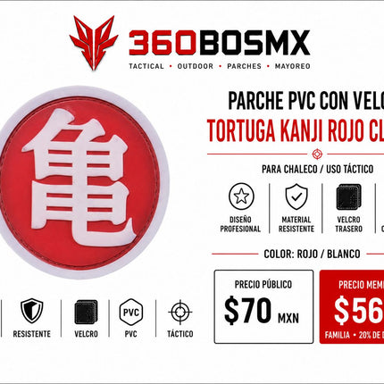 Parche PVC c/ Velcro Tortuga Kanji A1