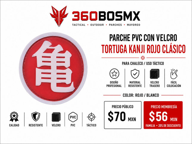 Parche PVC c/ Velcro Tortuga Kanji