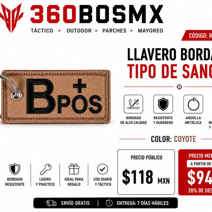 Parche Llavero Tipo De Sangre
