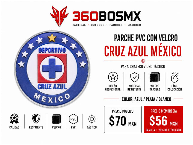 Parche PVC c/ Velcro Cruz Azul