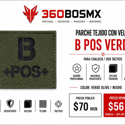 Parche Tela c/ Velcro TIpo De Sangre
