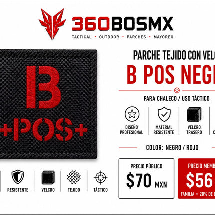 Parche Tela c/ Velcro Tipo De Sangre