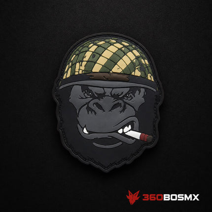 Parche PVC Gorila Militar con Casco y Velcro