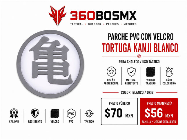 Parche PVC c/ Velcro Tortuga Kanji