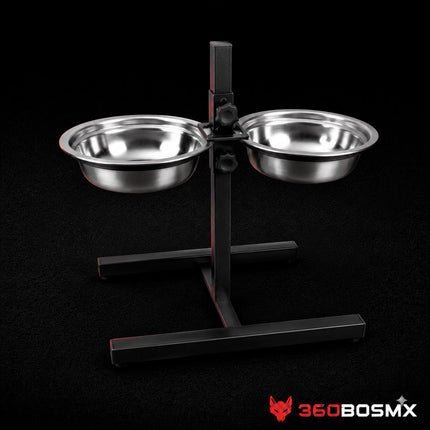 Comedero Ajustable de Metal para Perros - 2 Platos