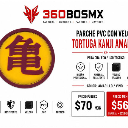 Parche PVC c/ Velcro Tortuga Kanji A1