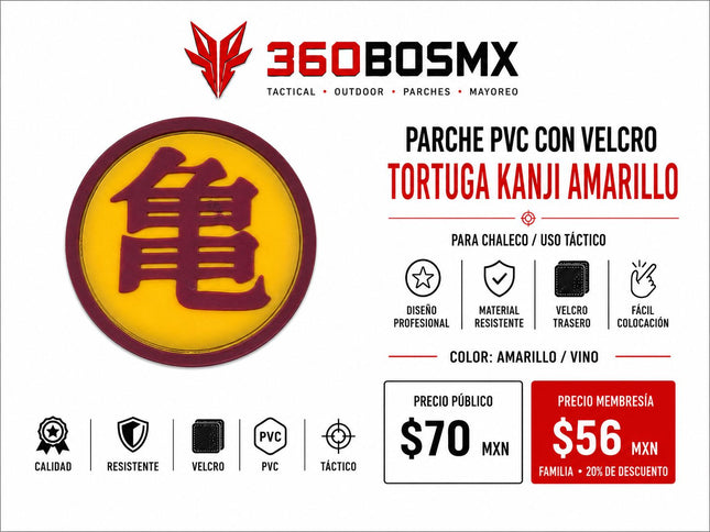 Parche PVC c/ Velcro Tortuga Kanji
