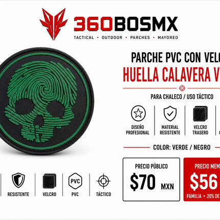 Parche PVC c/ Velcro Huella Calavera A1