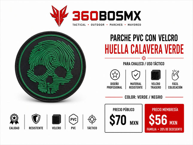 Parche PVC c/ Velcro Huella Calavera A1