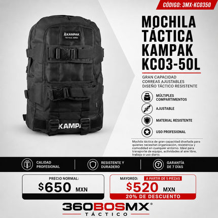 Mochila Tactica KAMPAK Negro