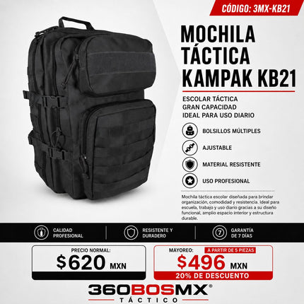 Mochila Tactica KAMPAK Negro