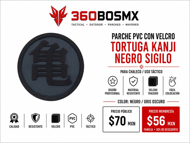 Parche PVC c/ Velcro Tortuga Kanji