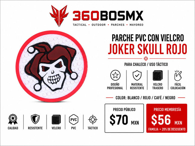 Parche PVC c/ Velcro Joker Skull A1