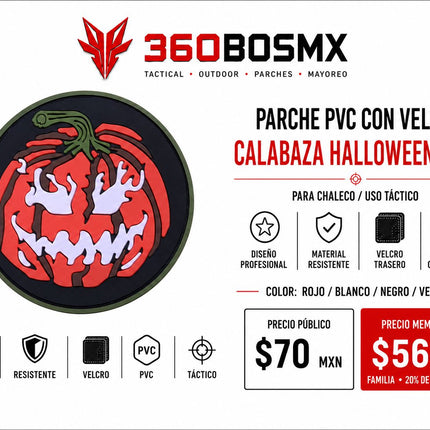 Parche PVC c/ Velcro Calavera Halloween A1