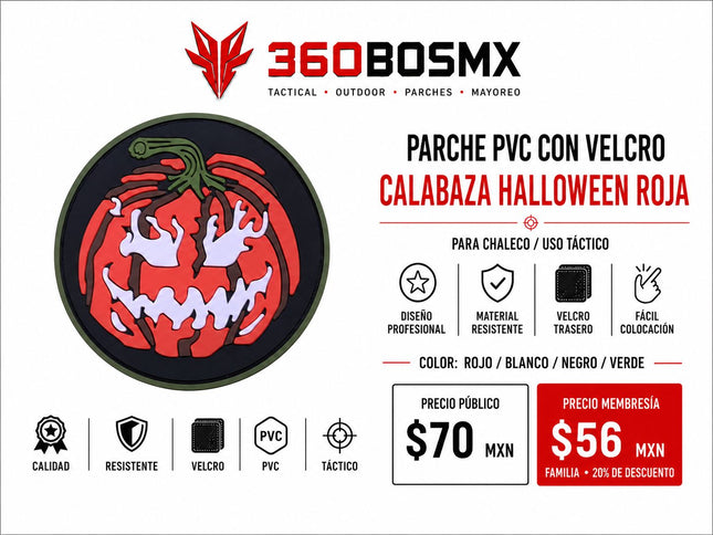 Parche PVC c/ Velcro Calavera Halloween A1