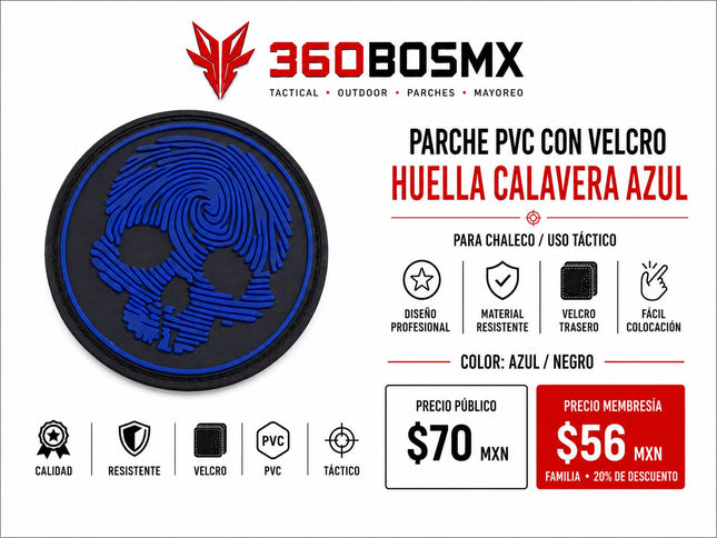 Parche PVC c/ Velcro Huella Calavera A1