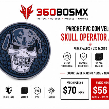 Parche PVC c/ Velcro Skull Operator A1