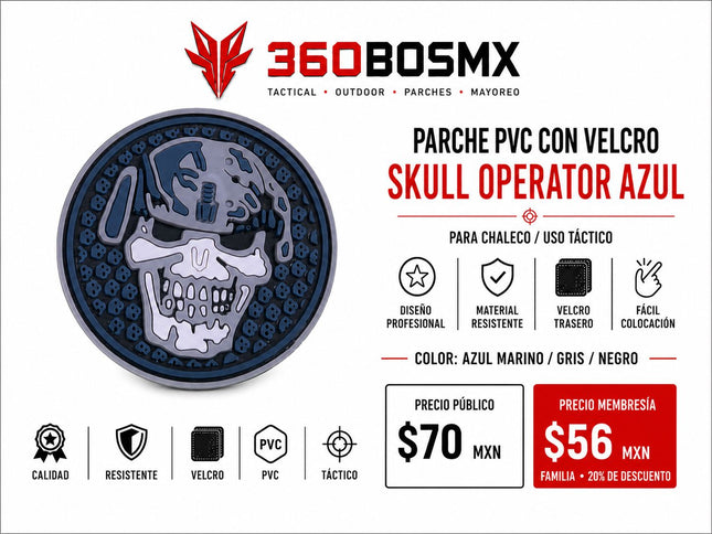 Parche PVC c/ Velcro Skull Operator A1