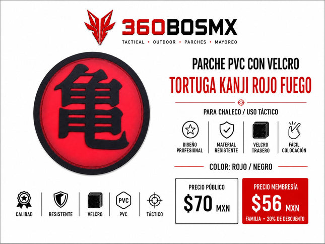 Parche PVC c/ Velcro Tortuga Kanji