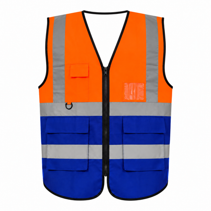 Chaleco BB210-23 naranja y azul, producto solo sobre fondo blanco