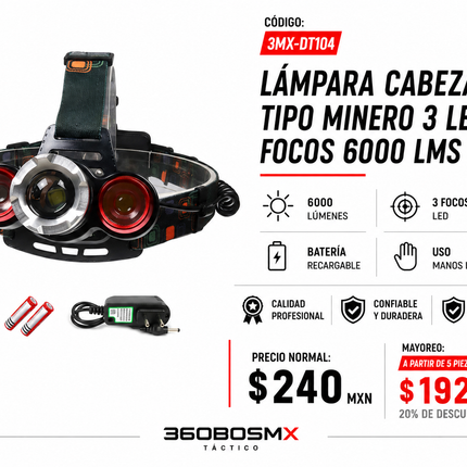 Lampara Led Minera Recargable