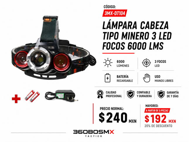 Lampara Led Minera Recargable