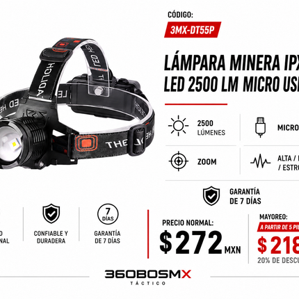 Lampara Led Minera Recargable
