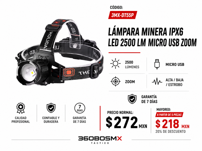 Lampara Led Minera Recargable