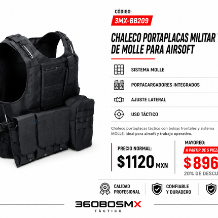 Chaleco Tactico Porta Placa M