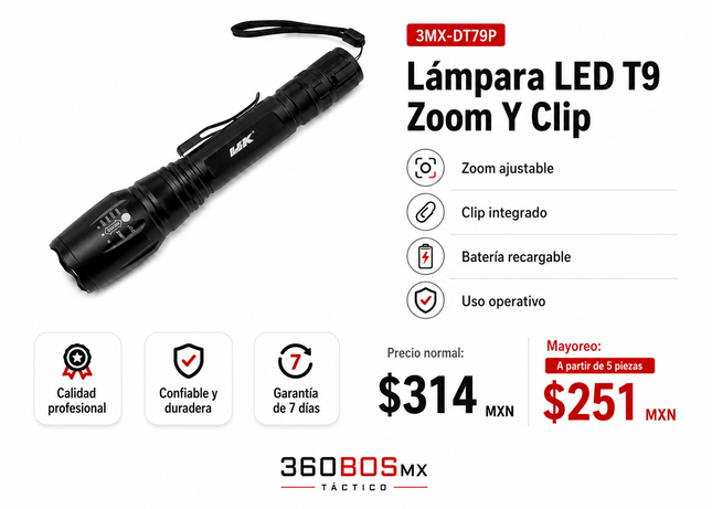 Lampara Led T9 Zoom T Clip
