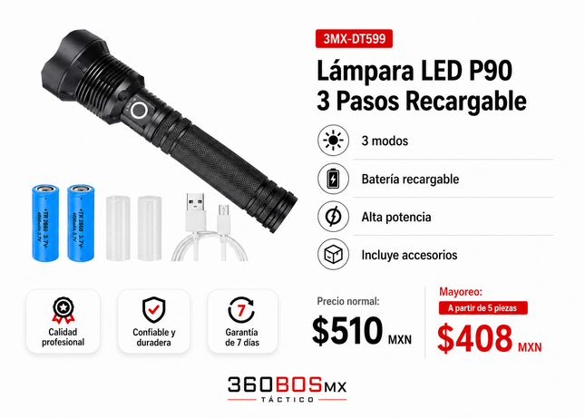 Lampara Led P90 3 Recargable