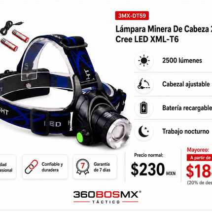 Lampara Led Minera Cabeza