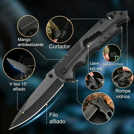 Cuchillo táctico plegable multiuso MXQ-017 — Acero inoxidable - vista 2