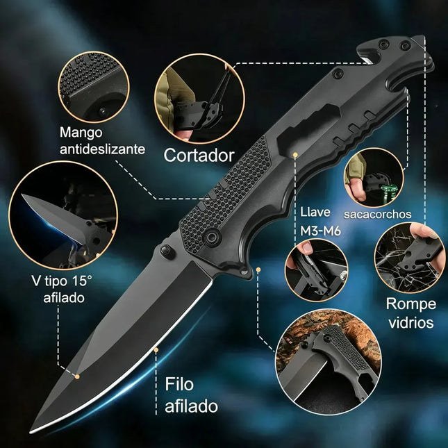 Cuchillo táctico plegable multiuso MXQ-017 — Acero inoxidable - vista 2