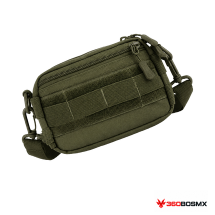 Bolsa táctica compacta MOLLE GJP JC03 — Verde sobre fondo blanco con logo 360BOSMX