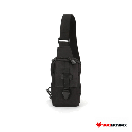 Bolsa táctica GJP WZ628 con correa y tarjetero — Negro sobre fondo blanco con logo 360BOSMX