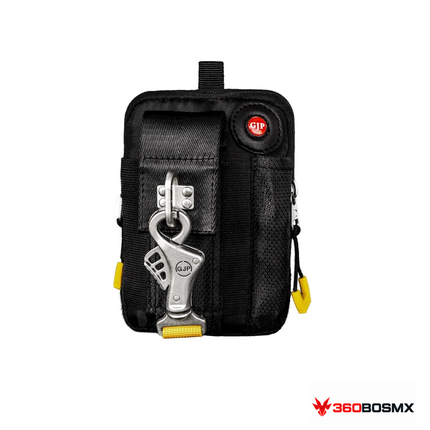 Bolsa táctica MOLLE GJP X8031 para cinturón y accesorios — Negro sobre fondo blanco con logo 360BOSMX