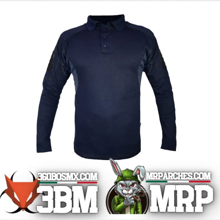 Camisa Polo Manga Larga Color Azul Marino 464	3BM-0287 M