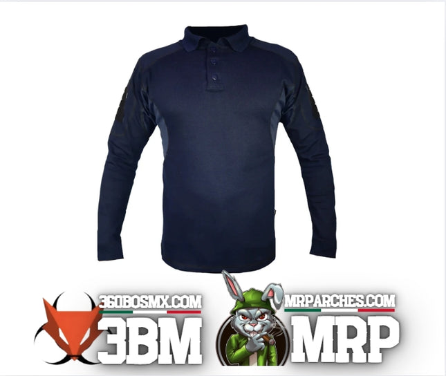 Camisa Polo Manga Larga Color Azul Marino 464	3BM-0287 M