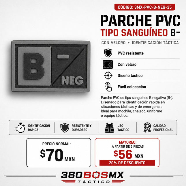 Parche PVC Tipo De Sangre