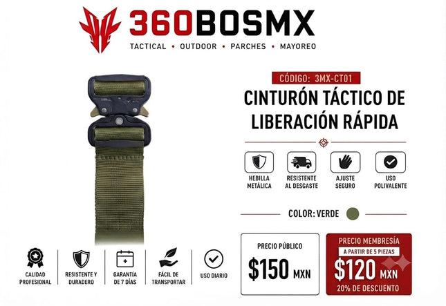 Cinto Tactico Liberacion Rapida Verde M