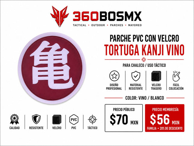 Parche PVC c/ Velcro Tortuga Kanji