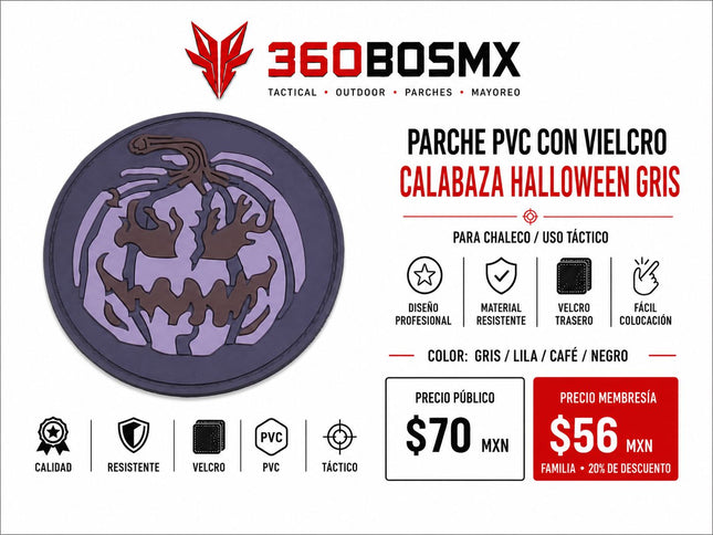 Parche PVC c/ Velcro Calavera Halloween A1