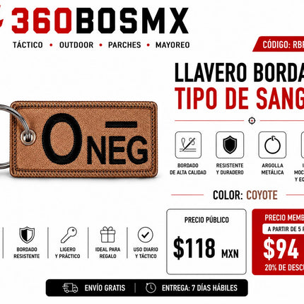 Parche Llavero Tipo De Sangre
