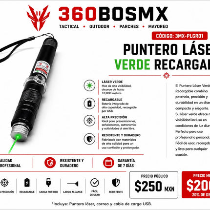 Laser Puntero Verde Recargable